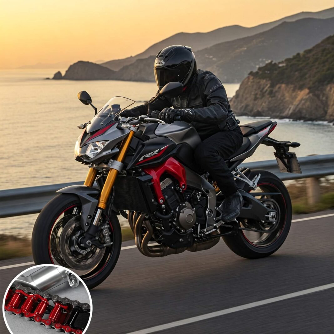 Sleek Motorcycle on Scenic Road