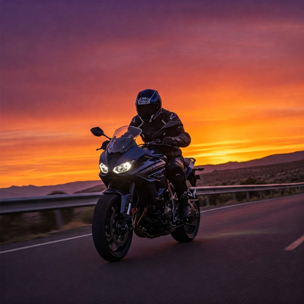 Motorcyclist Sunset Ride