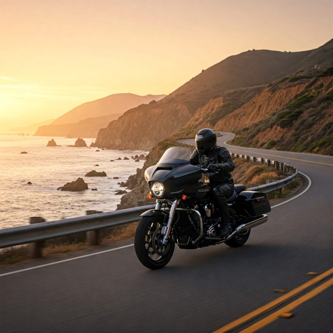PCH Motorcycle Sunset