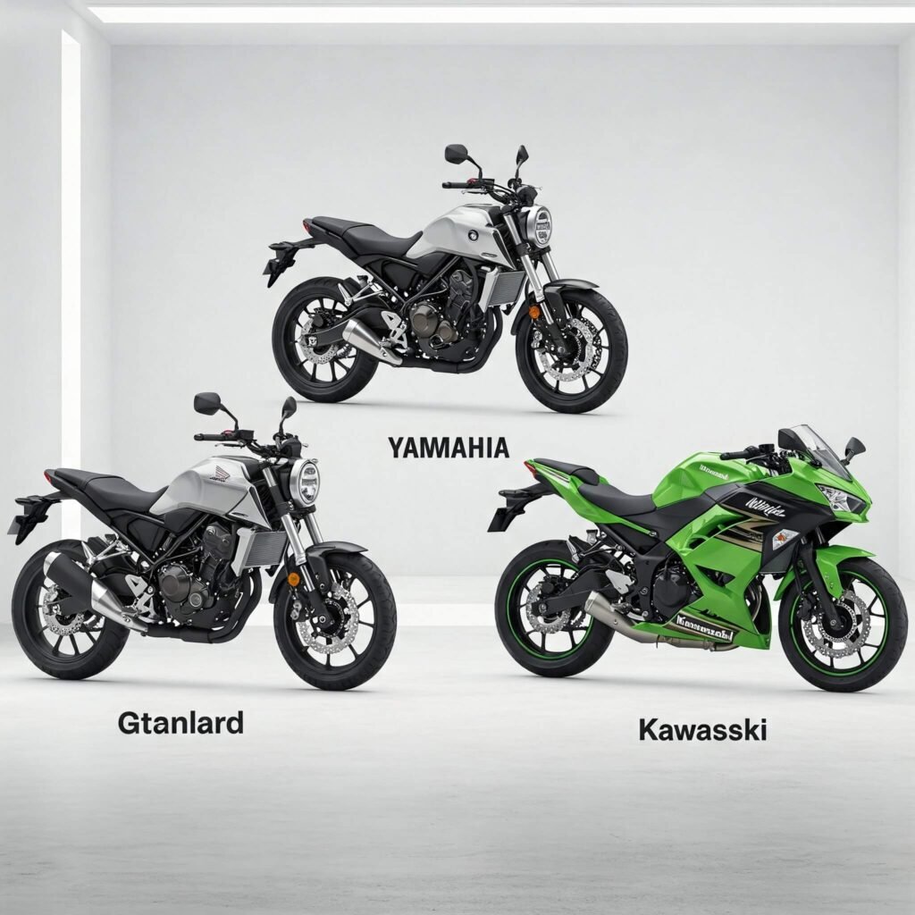 Three Motorcycles: Standard, Cruiser, Sport