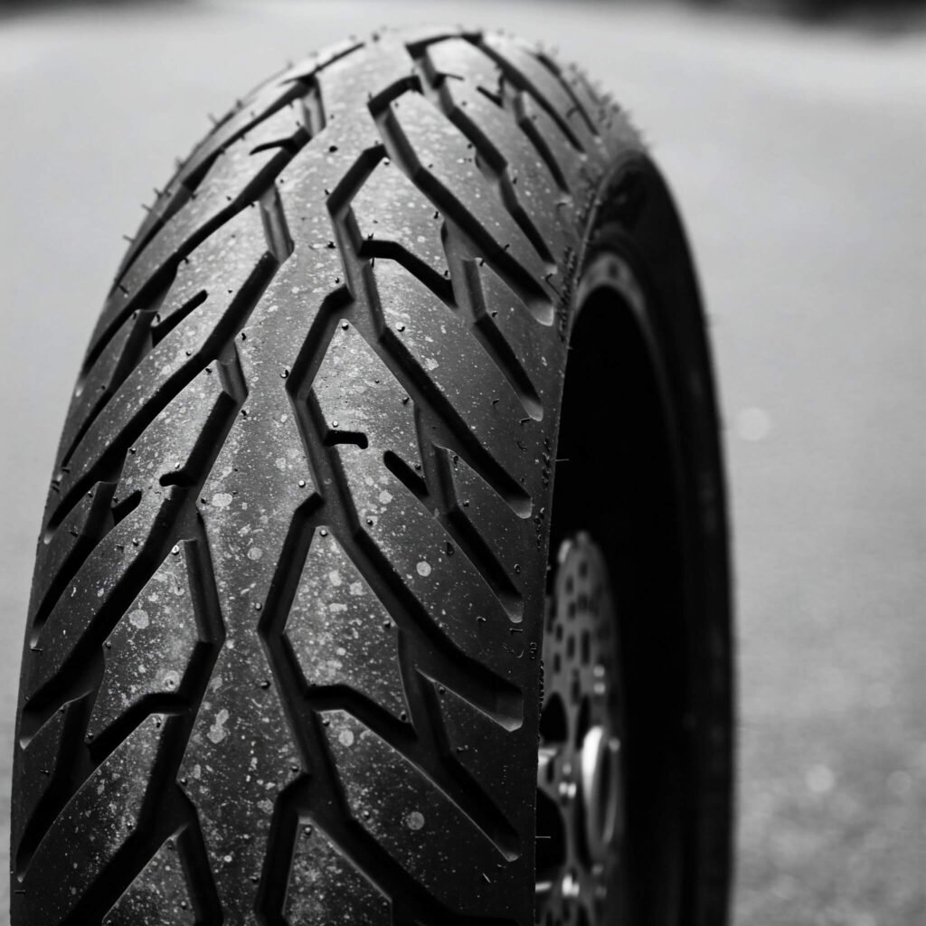 Motorcycle tire tread macro