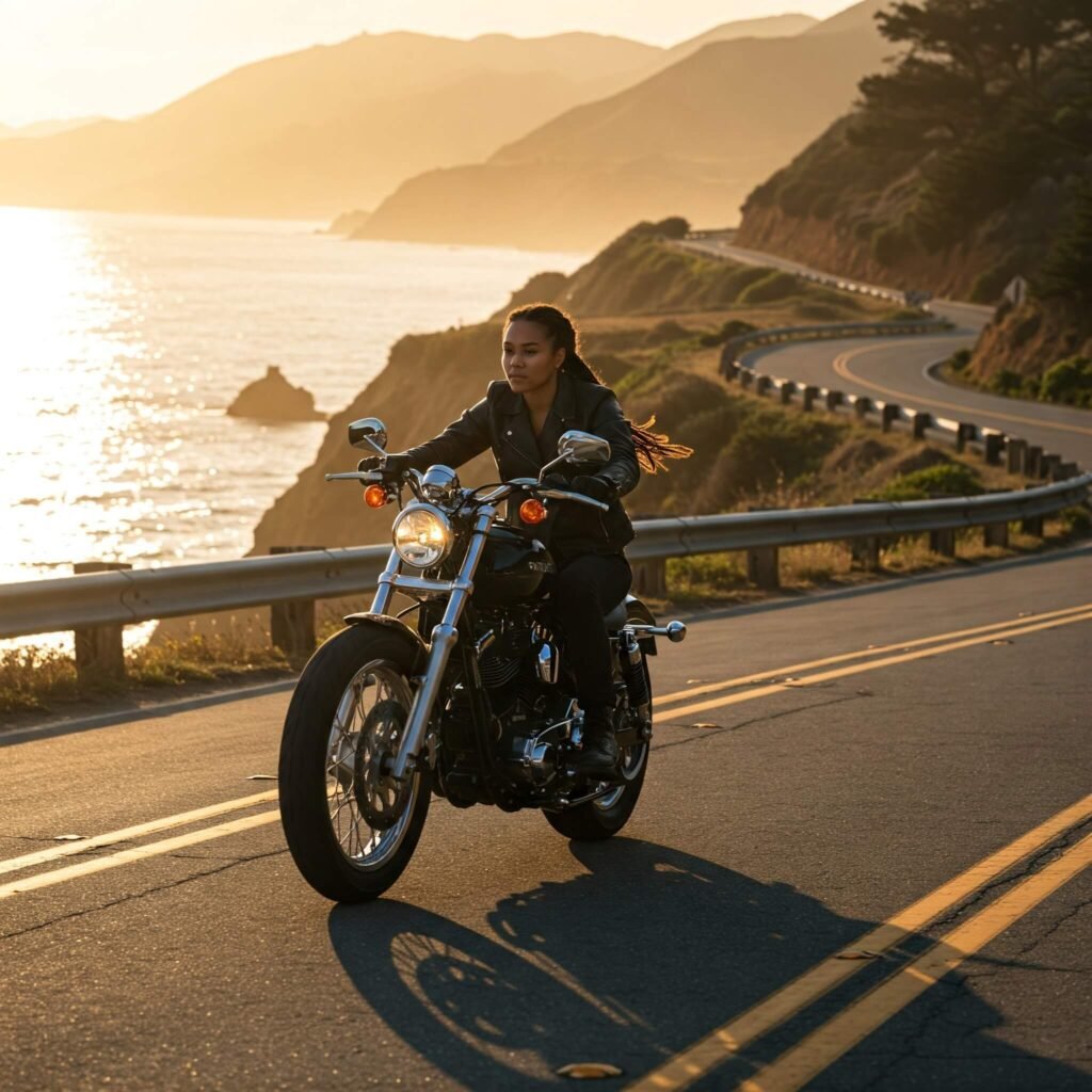 Golden Hour Cliffside Motorcycle Ride