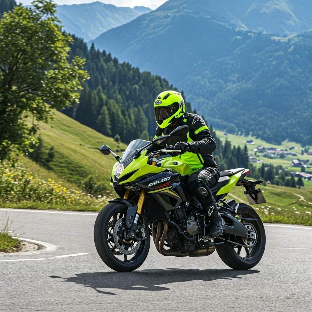 Motorcyclist on Winding Mountain Road
