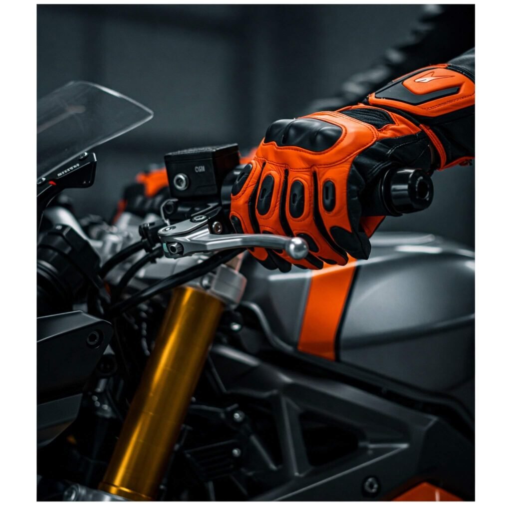 Motorcycle hands on throttle and brake