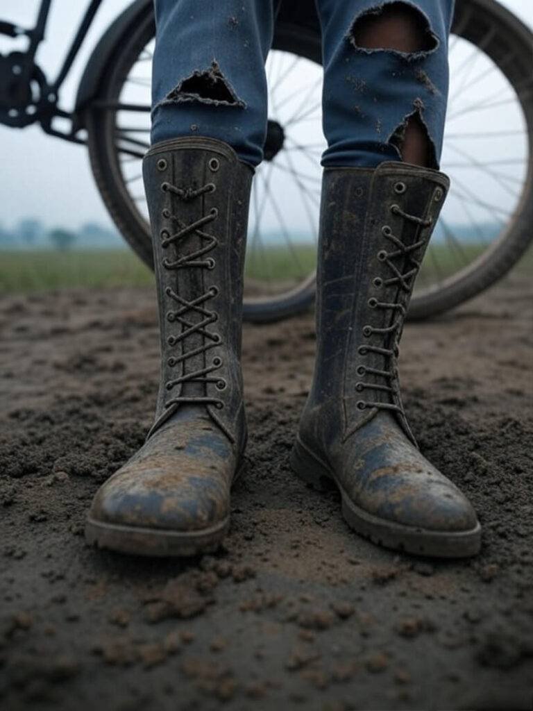 Battle-tested motorcycle touring gear pants after muddy detour