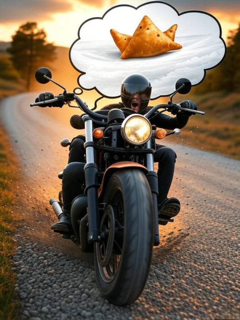 Gravel blur, samosa fly, chaotic bike turn