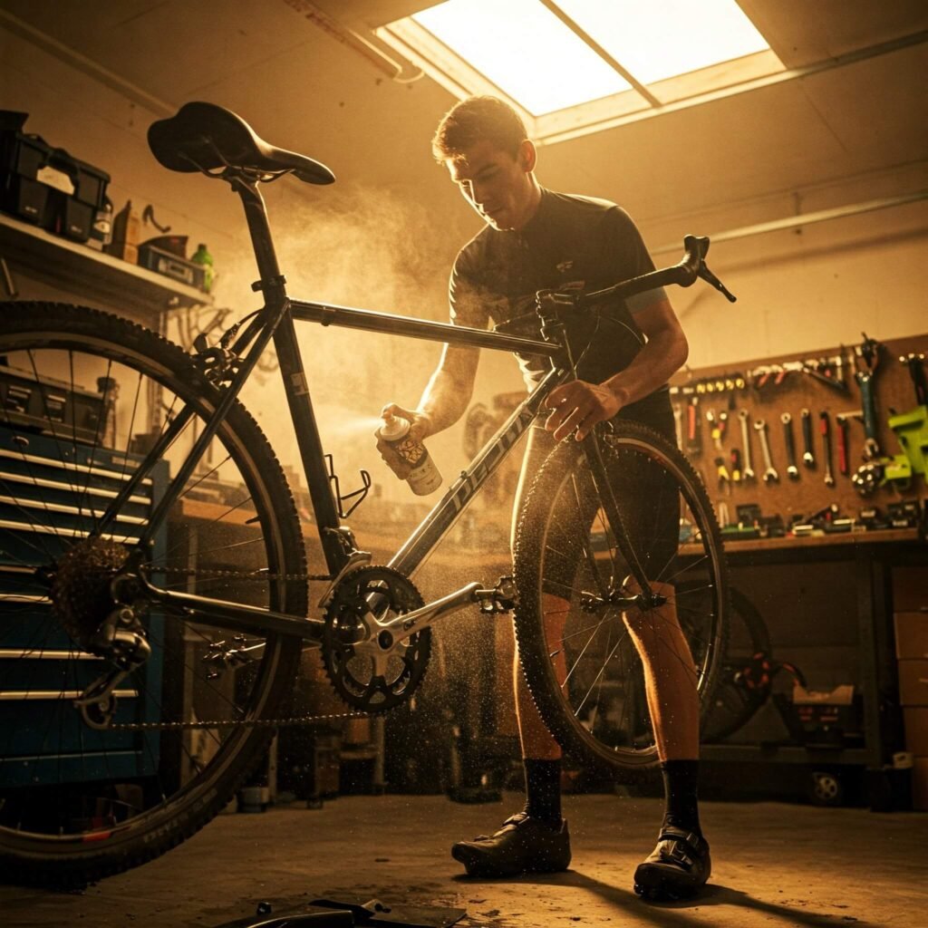 Lubing Bike Chain in Garage