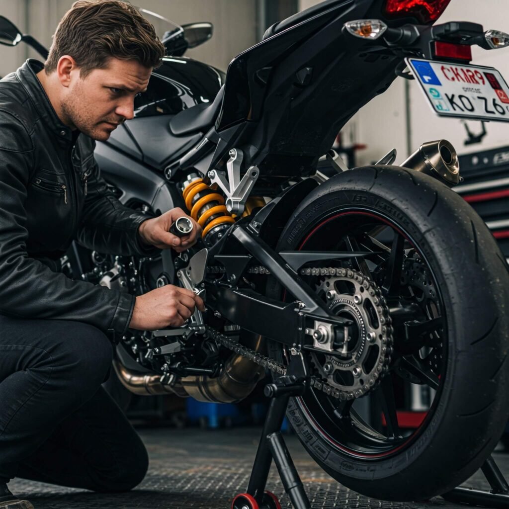 Tuning motorcycle suspension for optimal performance.