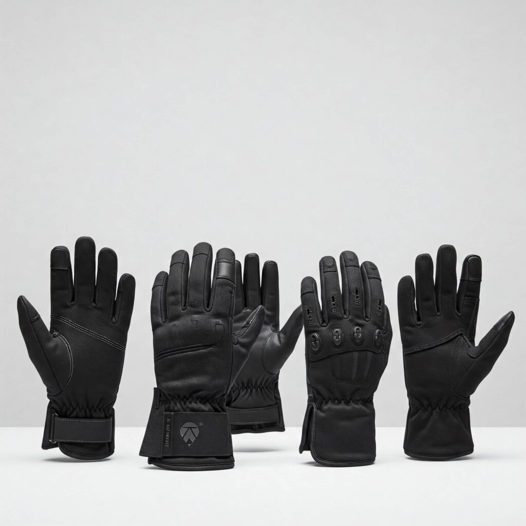 Five Motorcycle Gloves Studio Shot