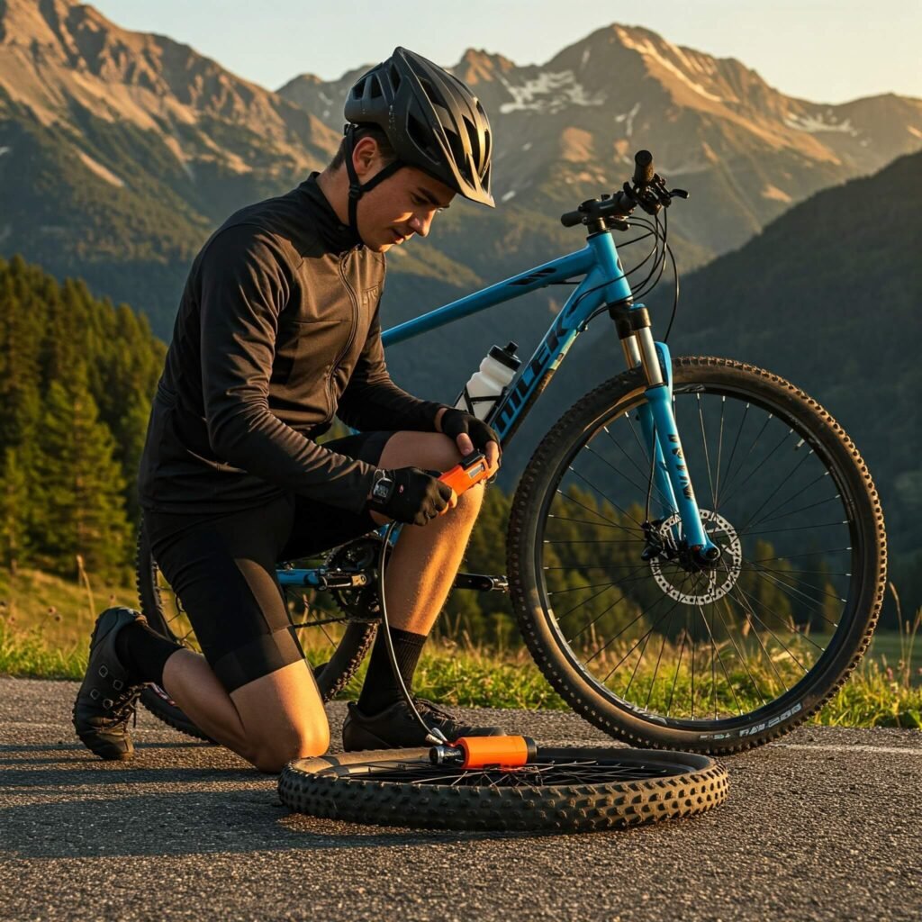 Fixing Motorcycle Tire Roadside