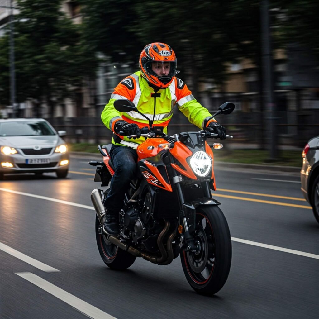 Visible Motorcyclist in City Traffic
