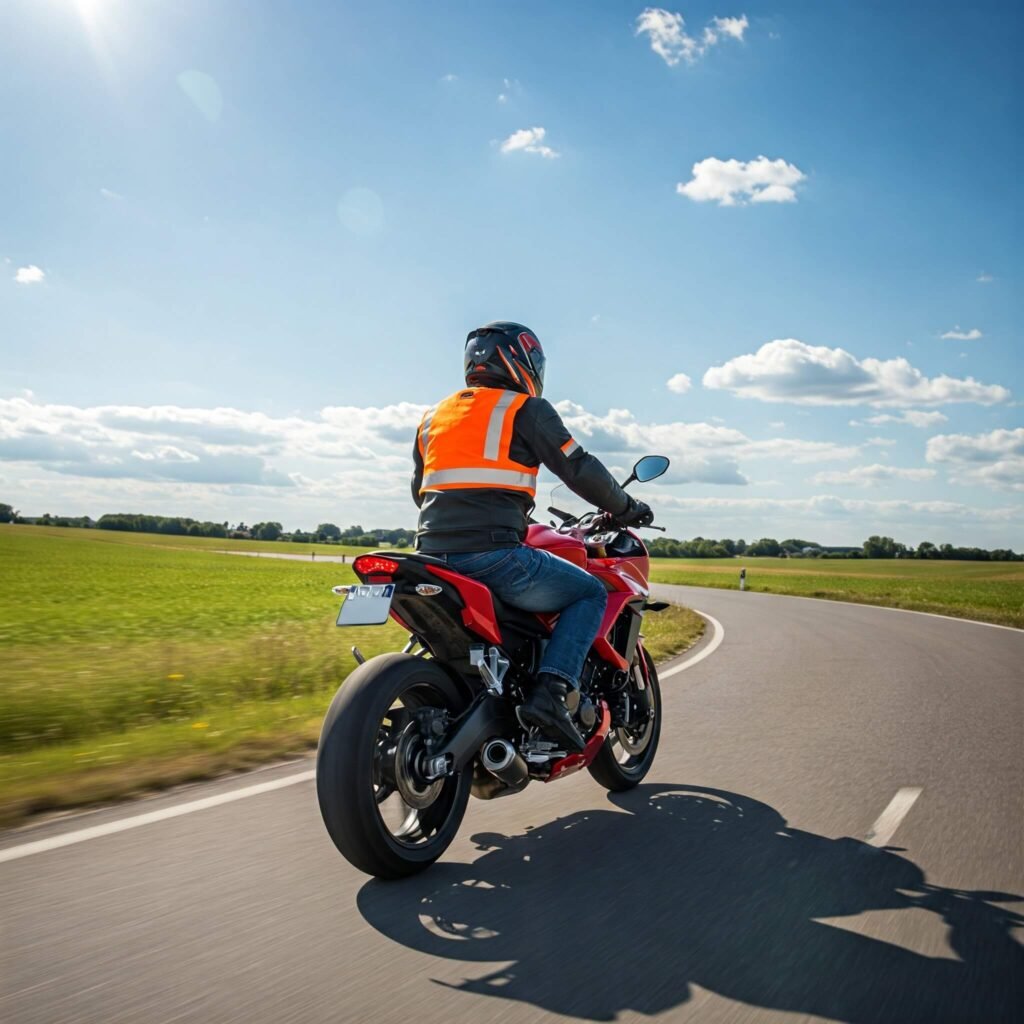 Visible motorcyclist in daylight traffic