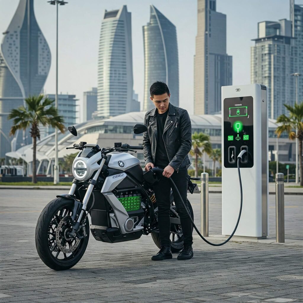 Charging Electric Motorcycle