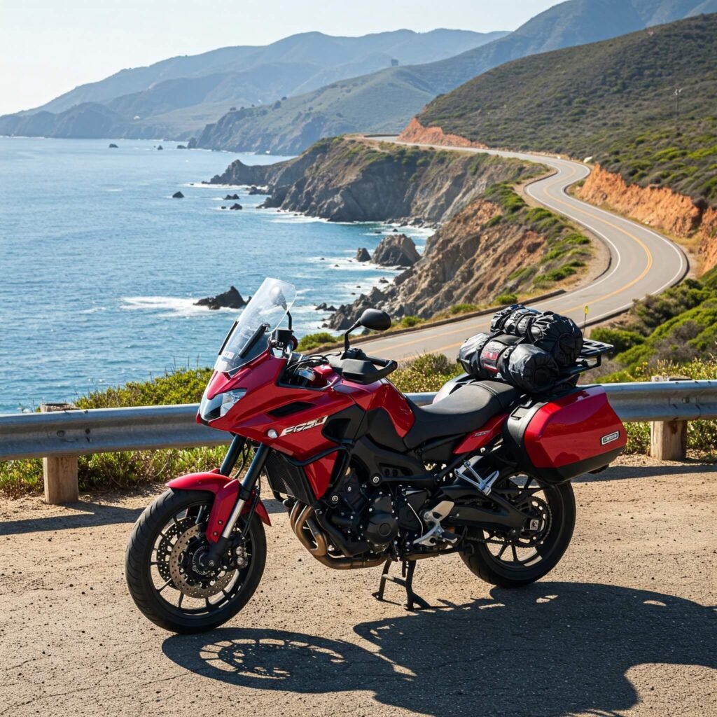 Touring motorcycle with saddlebags