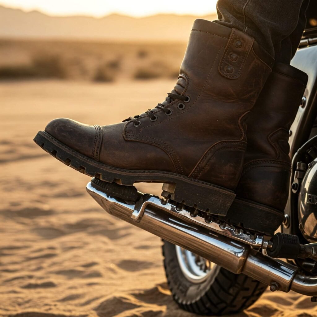 Rugged Motorcycle Boots Desert