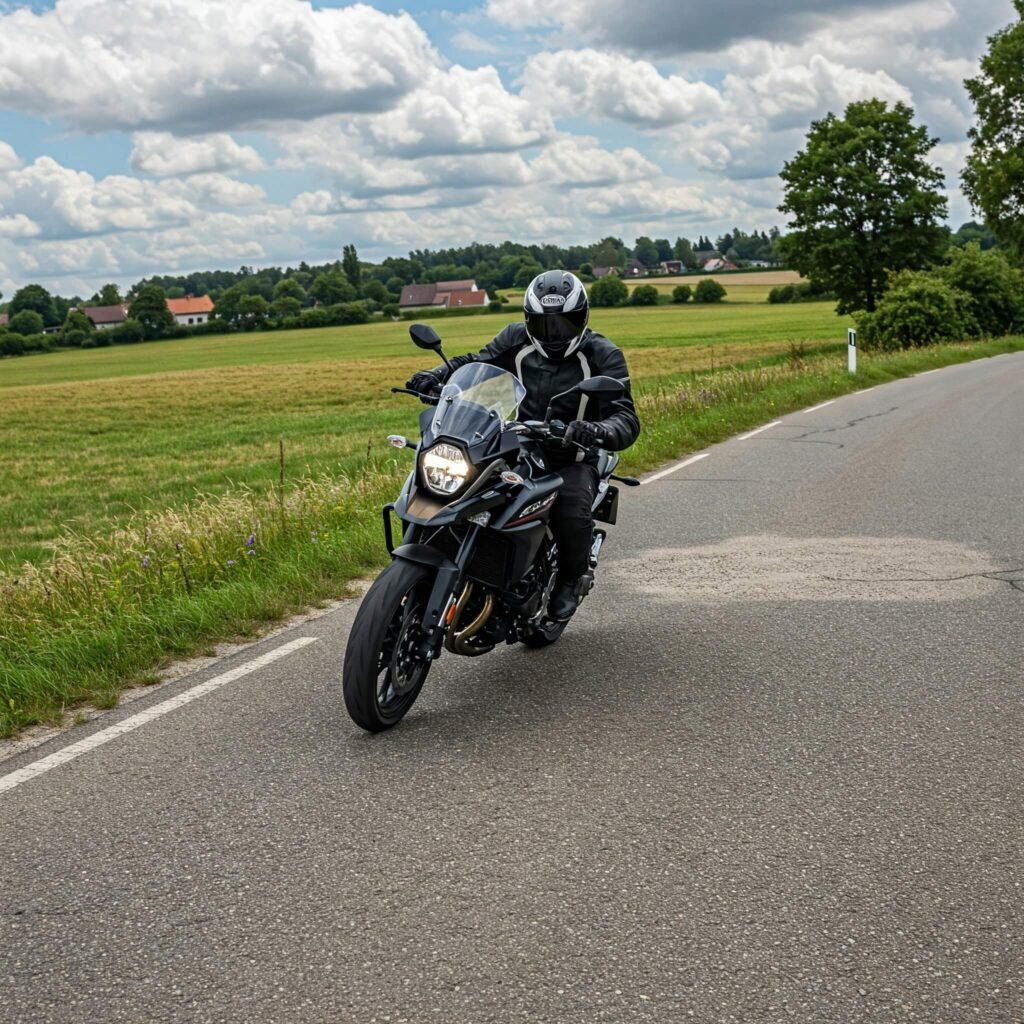 Motorcyclist Handling Road Hazard